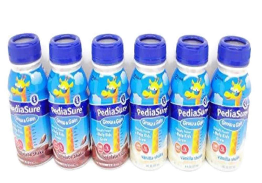 PediaSure Grow & Gain Vanilla & Chocolate Shakes 6 (8 Oz.) Bottles - Small Storage Space Friendly!