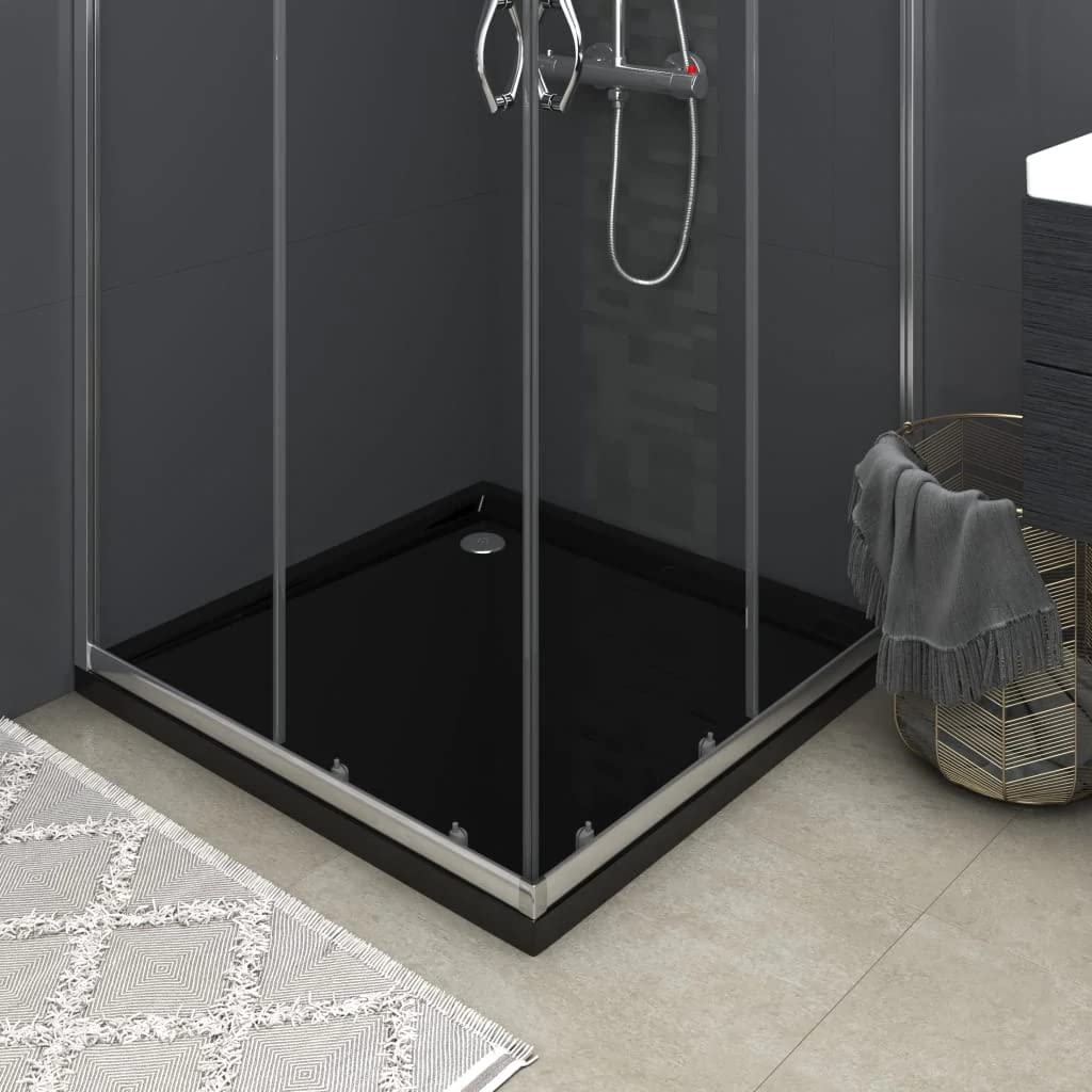 vidaXL Square ABS Shower Base Tray Bathroom Washroom Toilet Lavatory Plumbing Fixture Hardware Shower Parts Unit Walk in Shower Tray Base Black