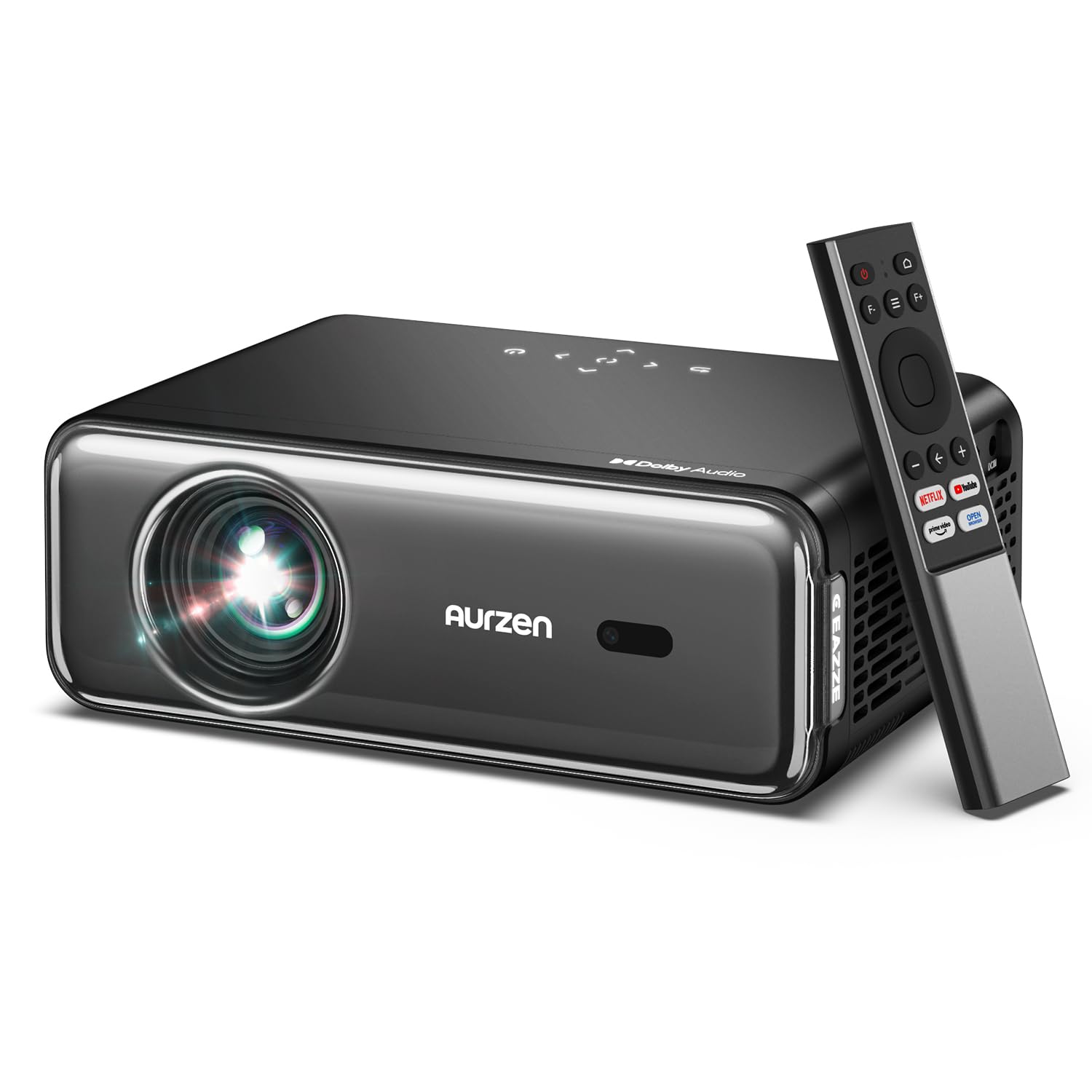 Aurzen EAZZE D1 Pro Smart Portable Projector: NetfIix Officially, Auto Focus & Keystone, Dolby Audio & dbx-tv Total Sonics, Full HD 1080P WiFi Bluetooth Phone Projector for Home Cinema Bedroom Android