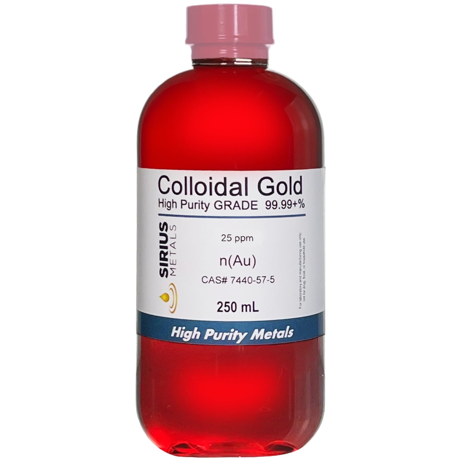 True Colloidal Gold – 25 ppm - 99.99+% Purity - 250 mL (8.45 Fl Oz) in Clear BPA-Free Plastic Bottle - Made in USA