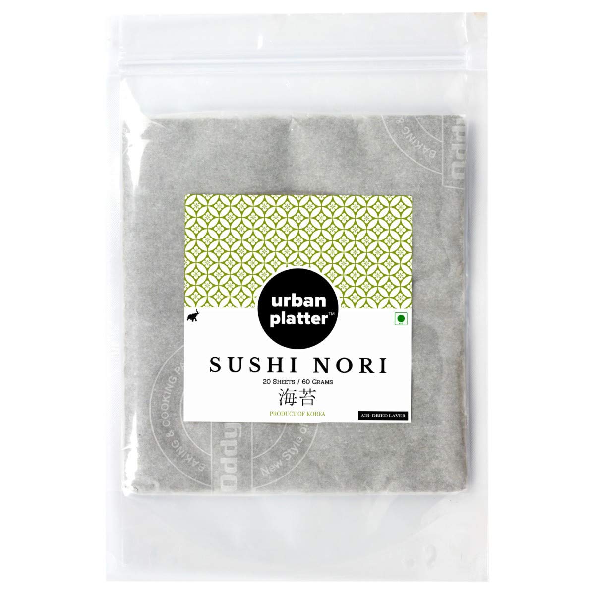 Urban Platter Sushi Nori Sheets (Roasted Seaweed Laver), 20 Sheets/60 Grams