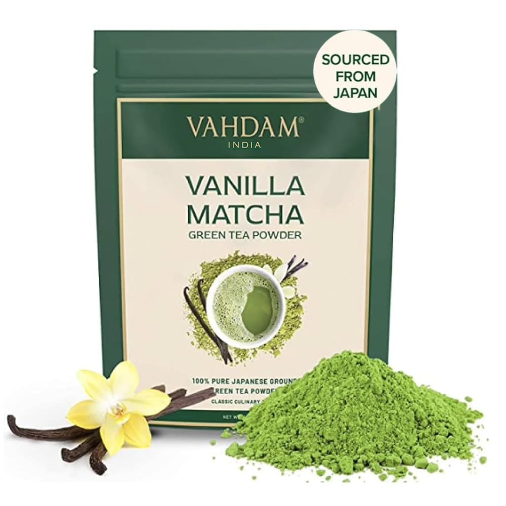 VAHDAM, Japanese Vanilla Matcha Green Tea Powder (100g) Sourced from Japan | Premium Matcha Powder With Pure Vanilla | Brew Delicious Vanilla Matcha Latte