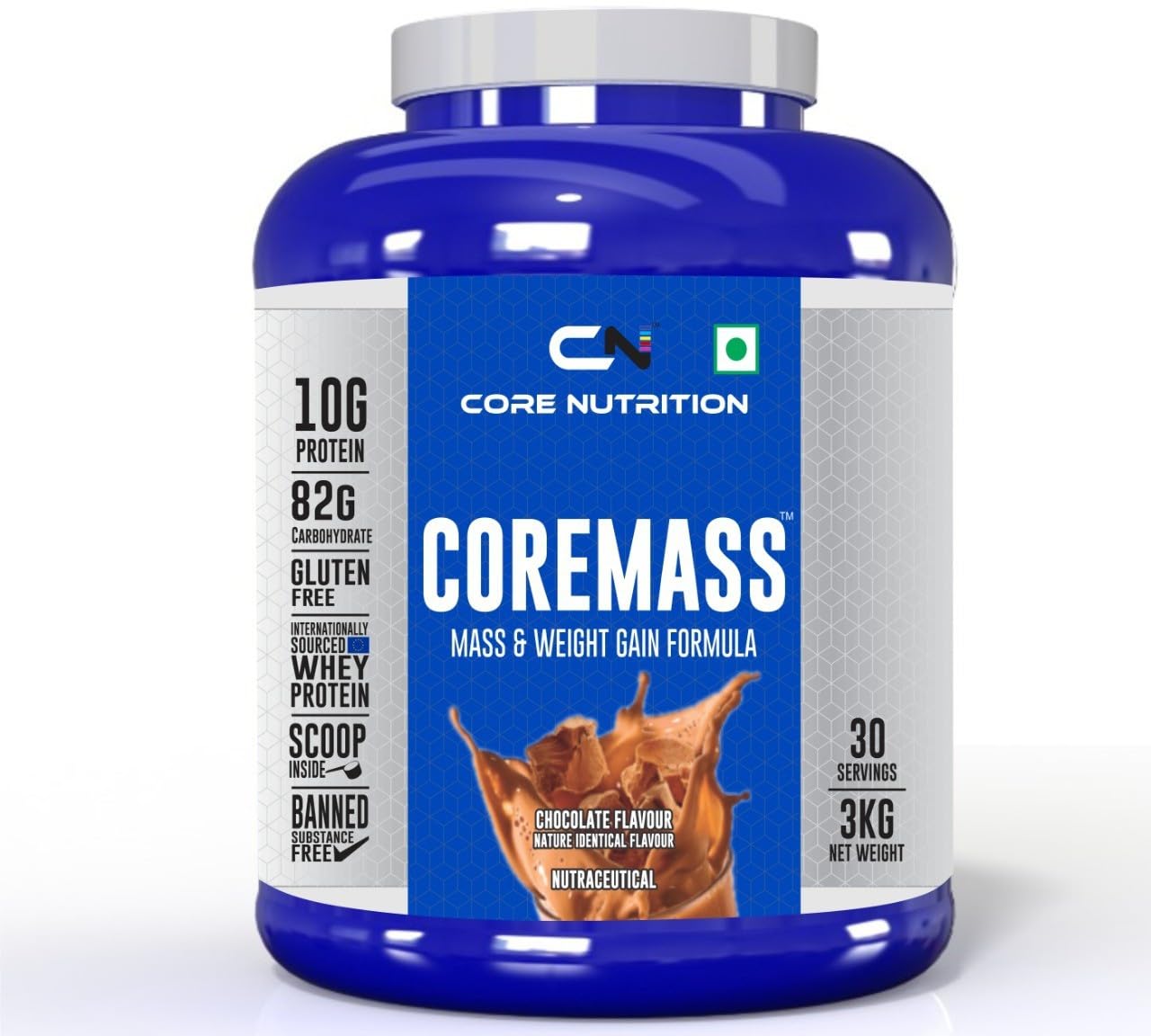 CORE NUTRITION Coremass Mass & Weight Gain Formula | High-Calorie Protein for Muscle Building & Recovery | Supports Weight Gain & Endurance (3 kg, Chocolate)