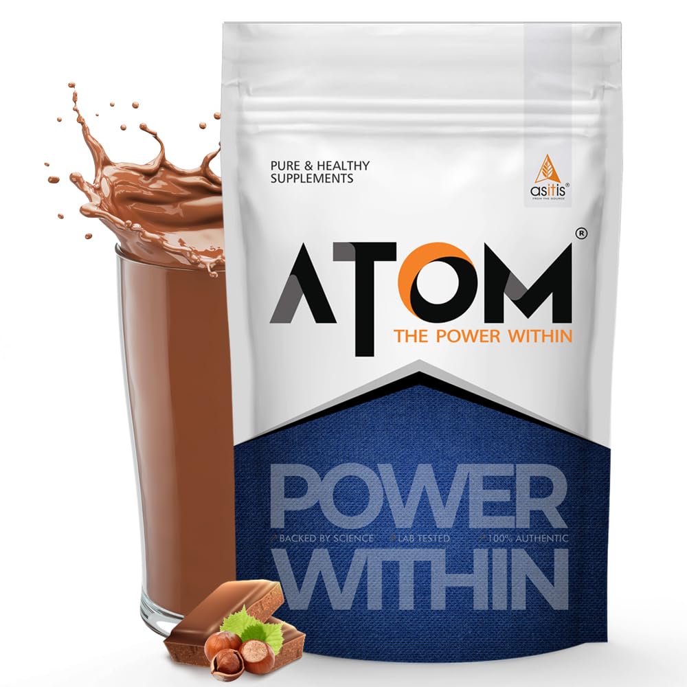 AS-IT-IS Nutrition ATOM PWR Whey Protein with Enzymes, 24g Protein, 11g EAA, Lean Muscle Gains & Rapid Recovery, Easy Digest, 1Kg, Choco Hazel Fusion