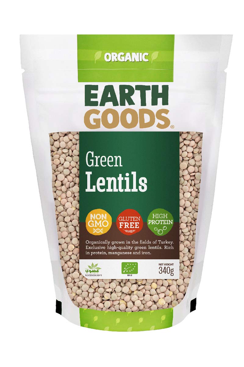 Earth Goodsorganic green lentils, non-gmo, gluten-free, high protein340g