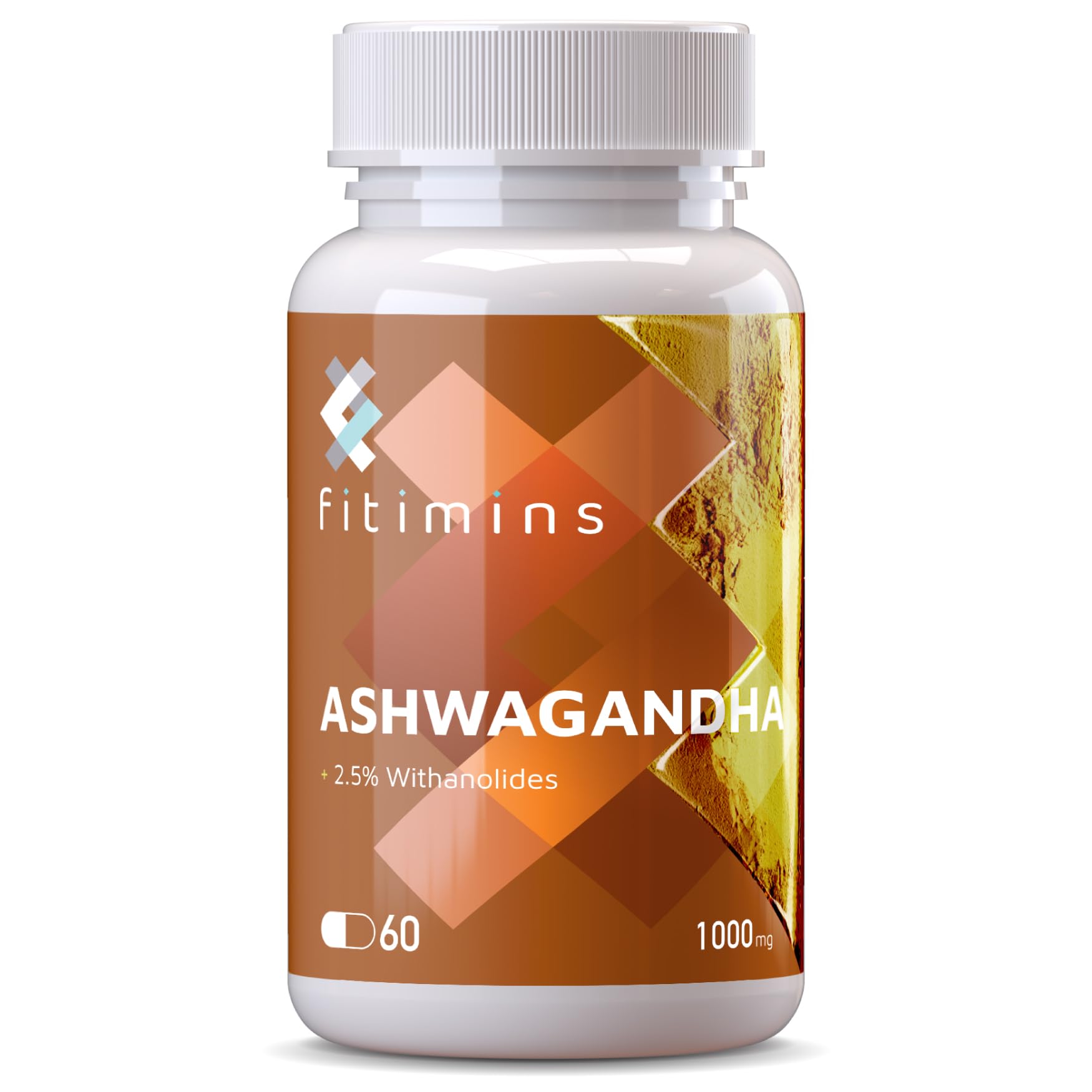 Ashwagandha 1000mg Capsules, Ashwagandha High Strength Lab-Tested Supplement, Withania Somnifera, Pure Ashwagandha Powder, Anxiety & Stress Relief, 60 x 500mg Vegan Capsules | Fitimins