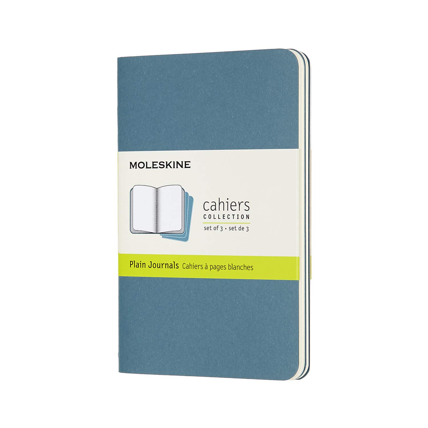 Moleskine CH013B44 Cayé Notebook, Journal, Set of 3, Plain, Pocket Size, Blisque Blue