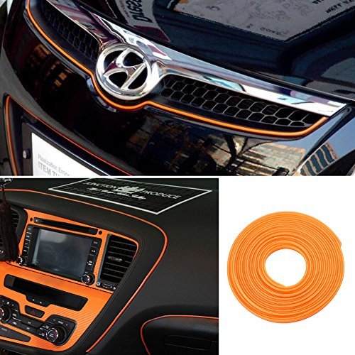 ATMOMO5M Flexible Trim for DIY Automobile Car Interior Exterior Moulding Trim Decorative Line Strip (Orange)