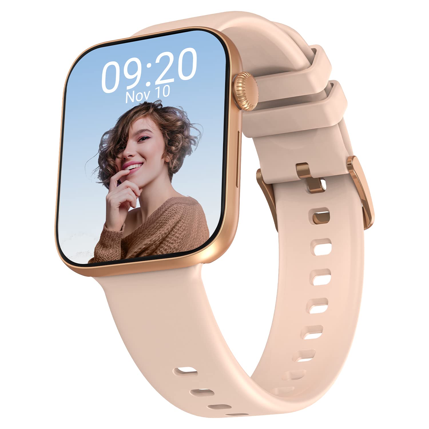 CrossBeats Monarch 1.43” UHD Infinite Display Smartwatch| Advanced Bluetooth Calling| 700 Nits| 125+Sports Modes| Spo2 Tracking| 360 * 360 Pixels (Square Silicone - Pink)