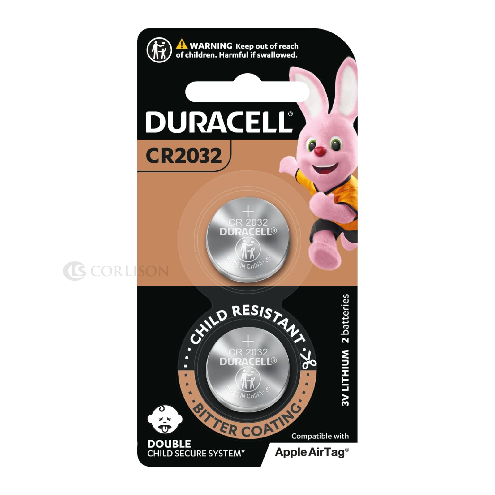 Duracell - Cr2032 3V Lithium Coin Dl2032 / Cr2032 Button Batteries Regular - Pack Of 2 - 10 Years Shelf Life