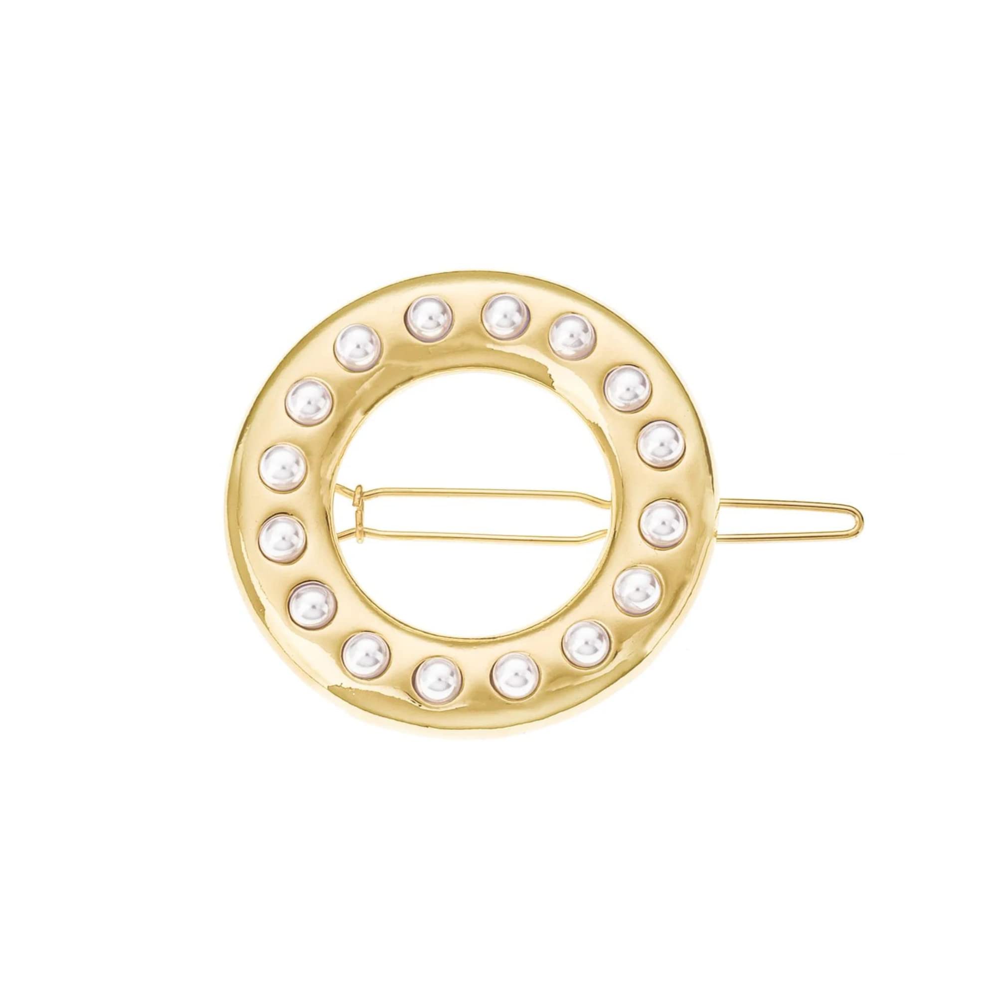 EttikaGold Tone Plated Barrette for Women Hair Accessory Classic Golden Donut Barrette 4.3cm Hair Barrette