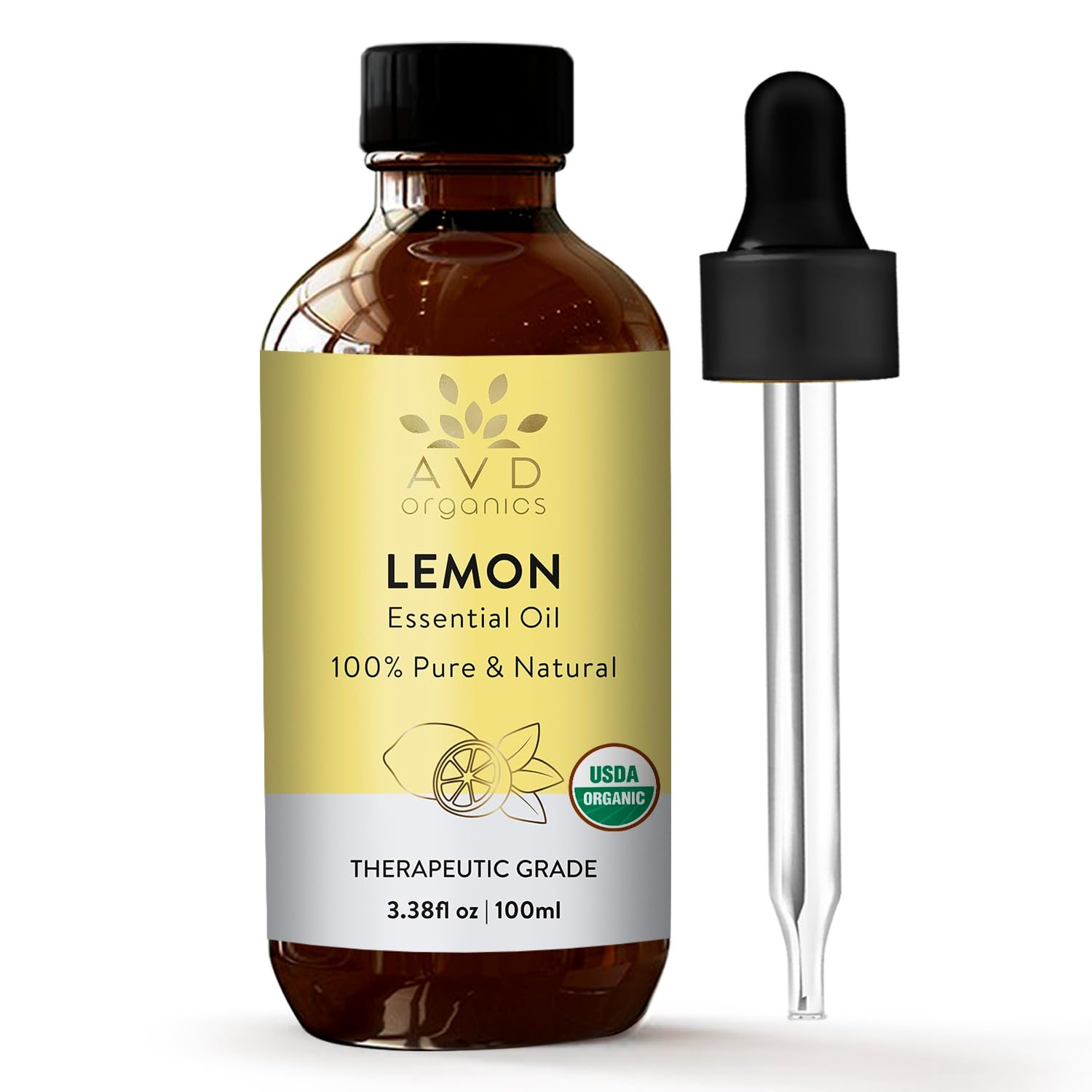 USDA Lemon Essential Oil for Skin - 100% Pure and Natural - Therapeutic Grade Lemon Oil | Perfect for Diffuser & Aromatherapy - 3.38 fl. Oz