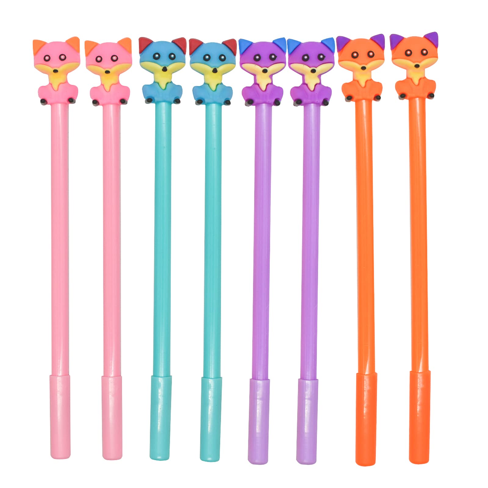 Lopenle 28PCS Cute Fox Pens Animal Gel Pen Smart Animal Topper Pens Black Ink For Kids School Home Office Stationery Store…