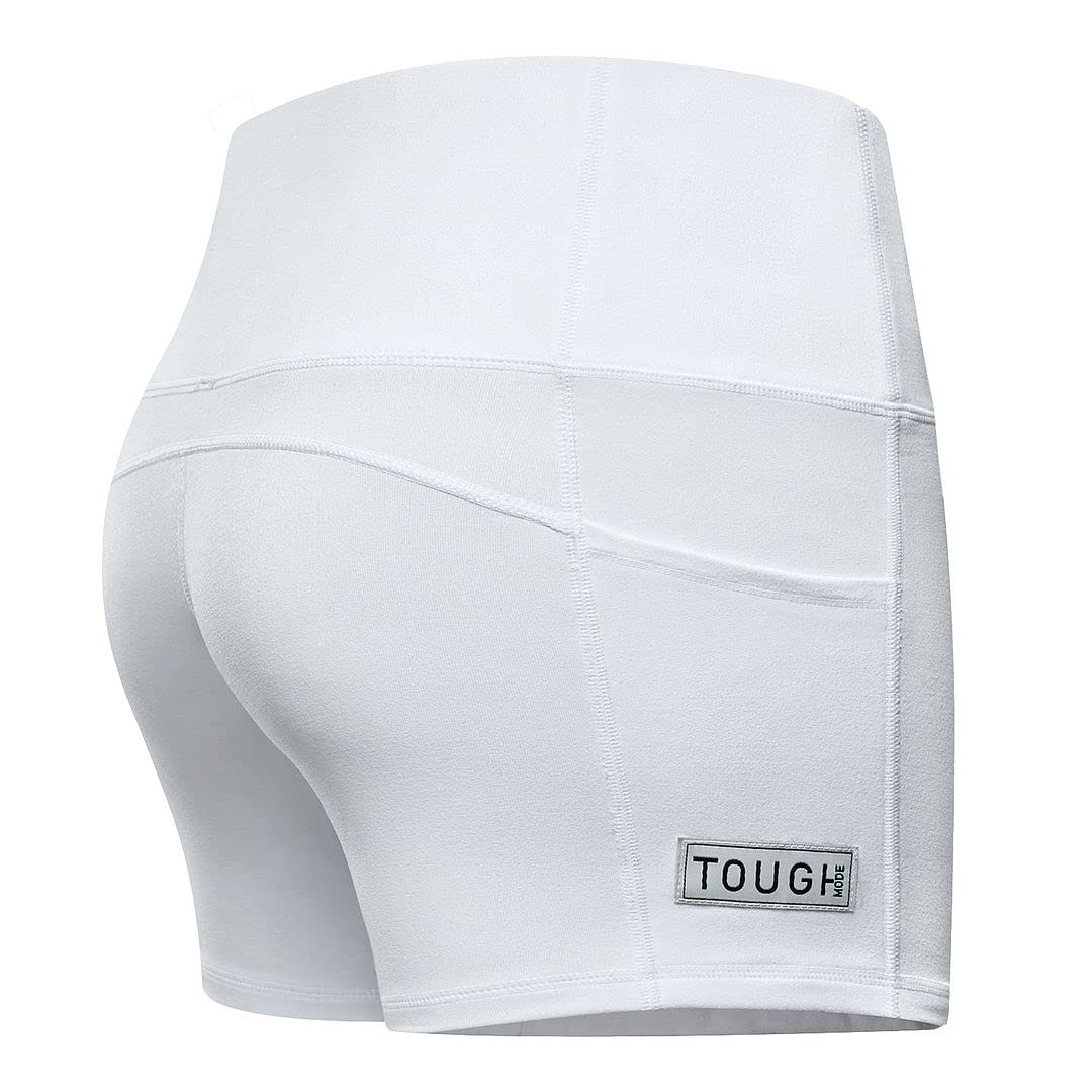 Tough Mode Women High Rise 5' Super Soft Athletic Shorts Pockets Bike Fitness Workout Running Yoga Tummy Control