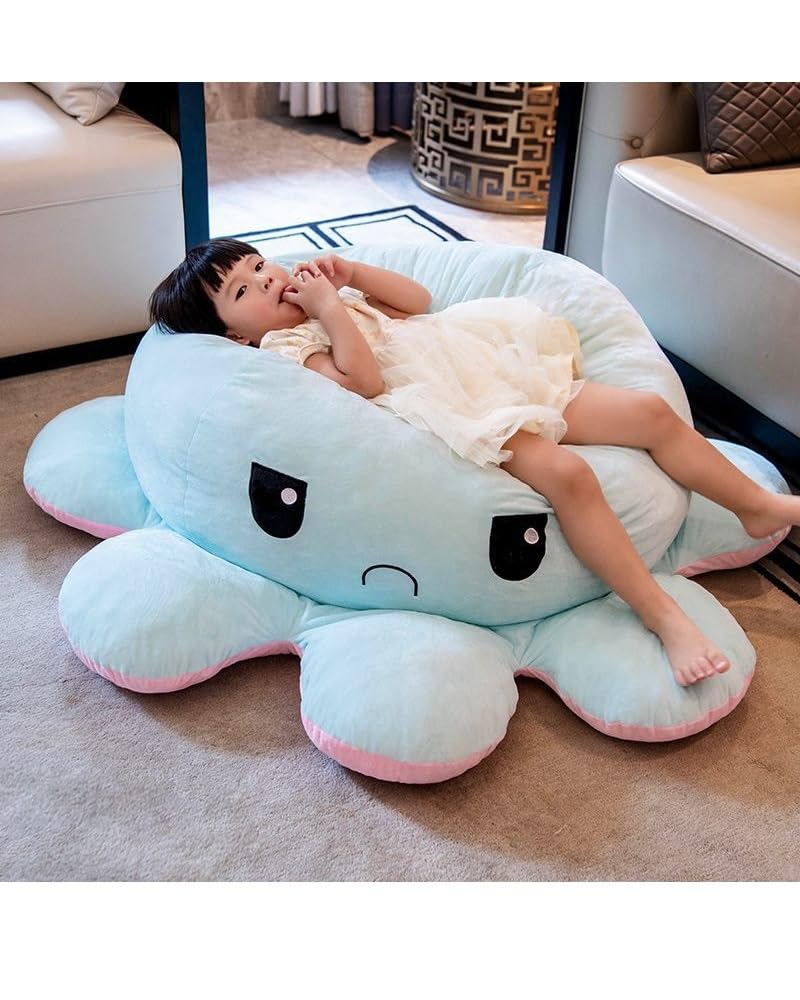 Extra Large Size Reversible Big Octopus Plushie - Pink + Blue - Huggable and Soft Sensory Fidget Toy Stuffed Animals That Show Your Mood - Gift for Kids and Adults (1.6M)