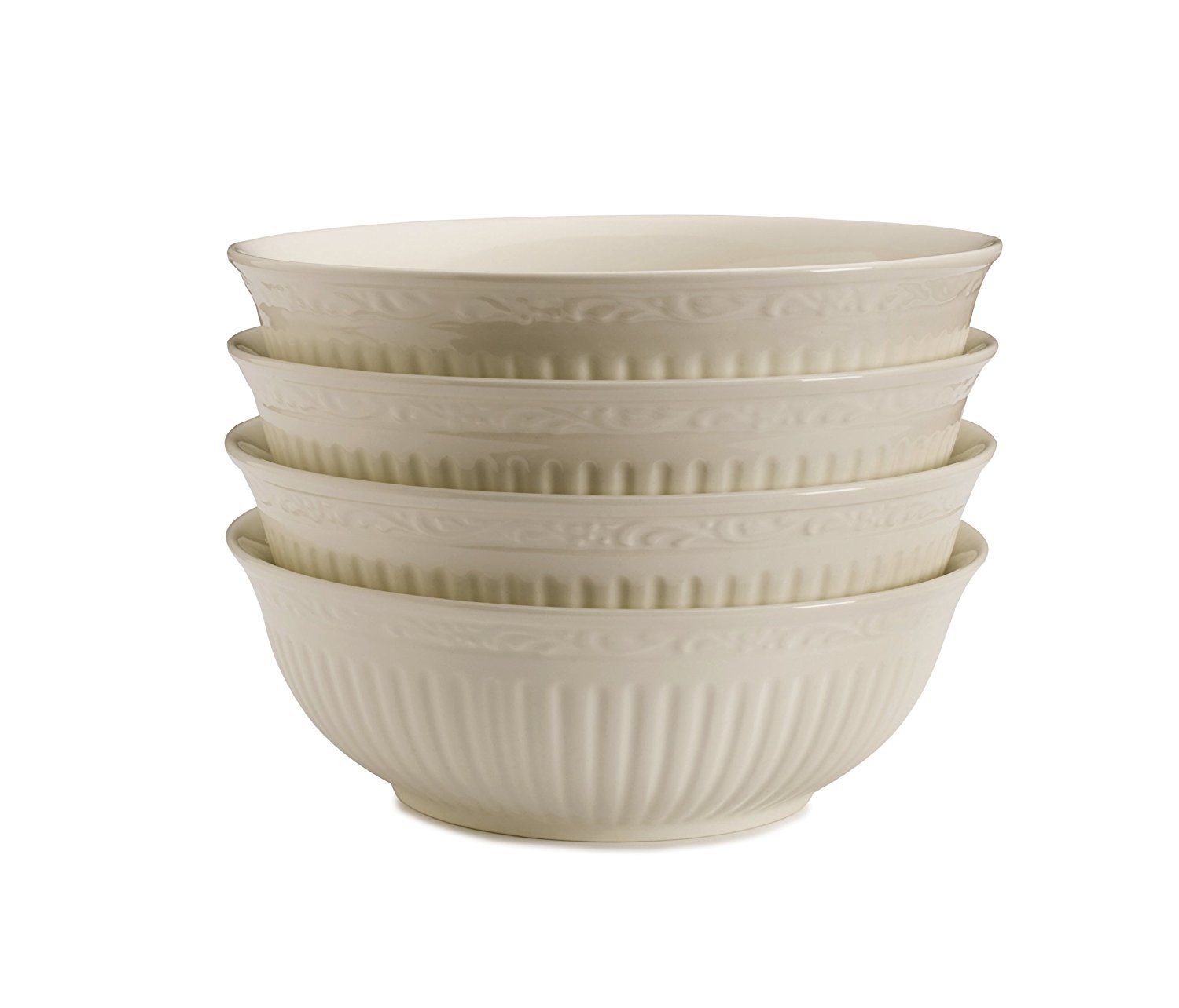 Mikasa Italian Countryside Stoneware Soup/Cereal Bowl, 7-Inch, Set of 4, 24 ounces,White