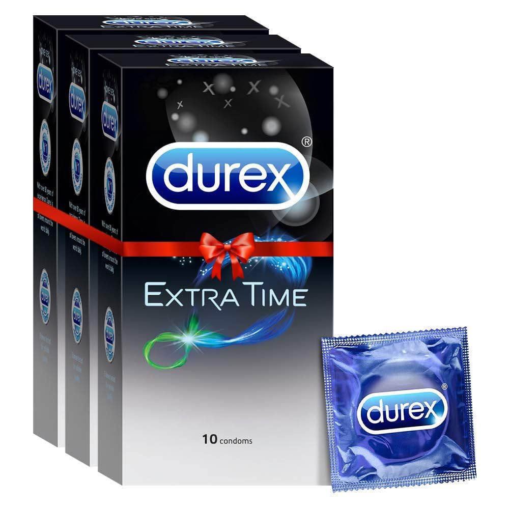 Durex Extra Time Condoms for Men - 10 Count (Pack of 3)