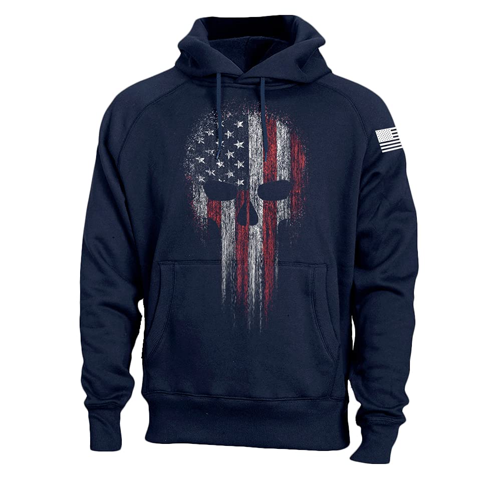 USA American Flag Skull Patriotic Men's Hoodie