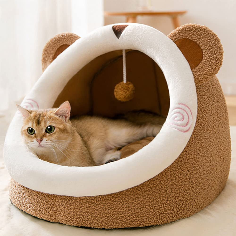 Goodsworldwide D&D UAE Bear Shape Cat and Dog Bed| Comfortable Indoor Cat and Dog beds for Small Dogs/Most Cats| Fluffy Snuggery Puppy Beds| Small Dog Bed Cat Bed| Calming Anti-Anxiety Bed (L)