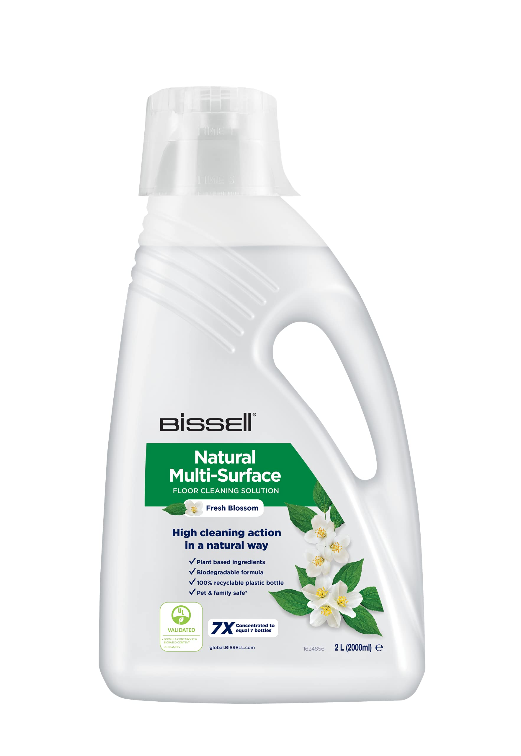 BISSELL Natural Multi Surface Floor Cleaning Solution 2L | for CrossWave, SpinWave Robot and HydroWave | Herbal Ingredients, Safe for You and Your Pet | 30961, White