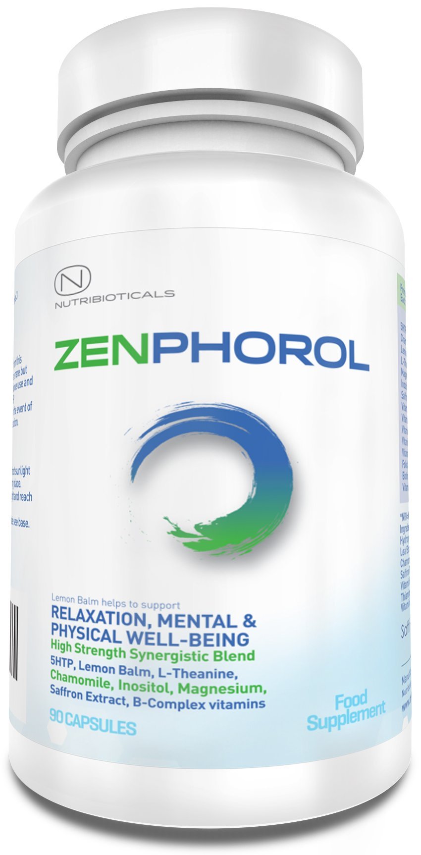 Zenphorol® with Lemon Balm helps to support Relaxation, Mental and Physical Well-Being with 5HTP, Lemon Balm, L-Theanine, Chamomile, Inositol, Magnesium, Saffron Extract and B Complex vitamins | 1530mg ACTIVE per serving | 90 Capsules