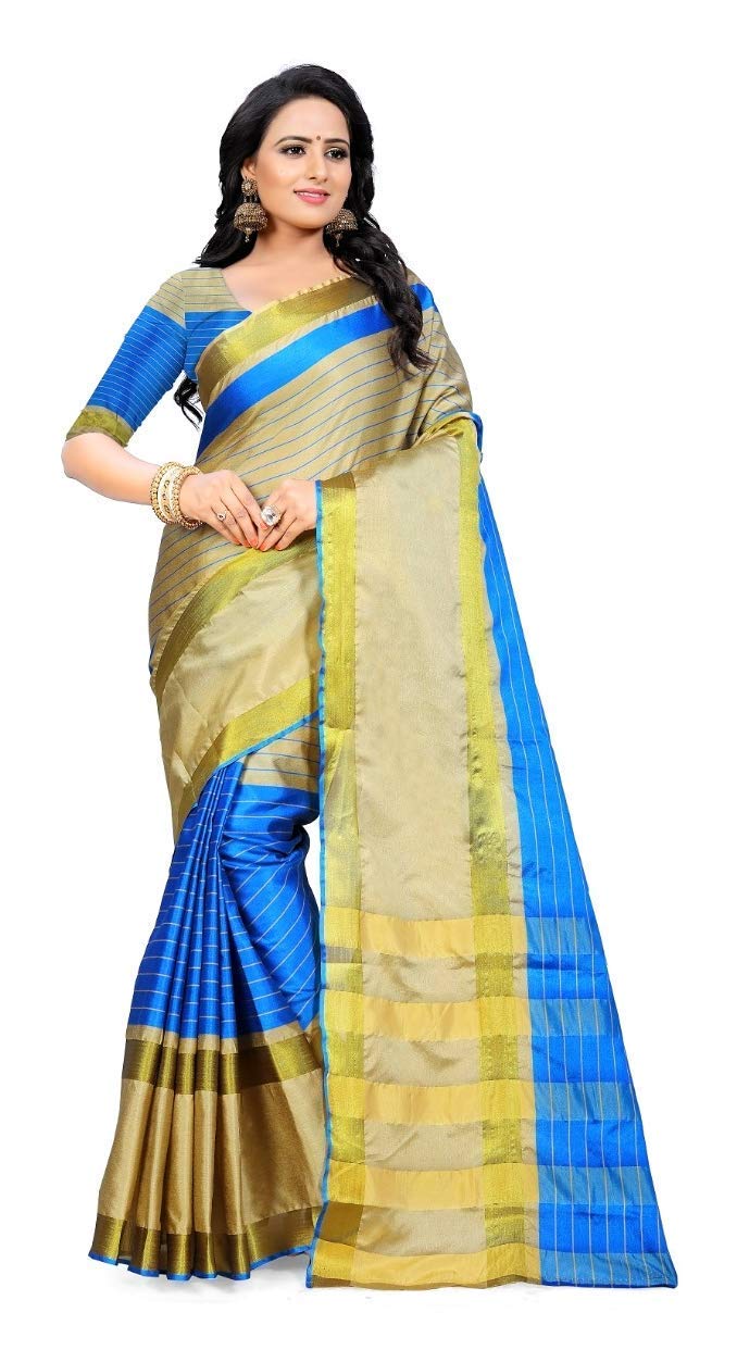 Actino Cotton Silk Saree With Blouse Piece (AB-122_Multi-Coloured_Saree:- 5.5mtrs, blouse:-0.8mtrs)