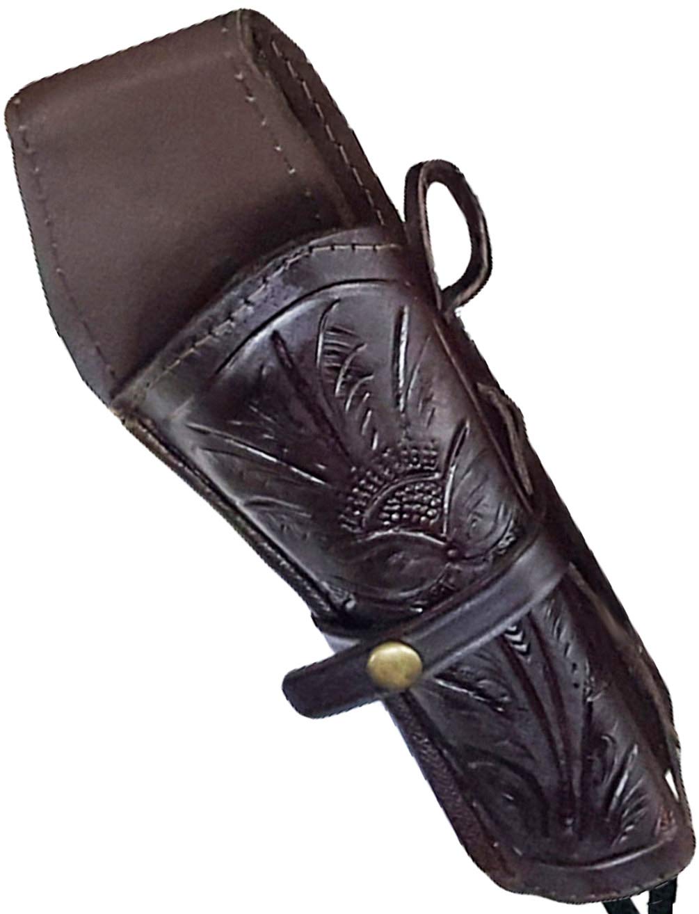 Modestone Western Leather Right Handed Revolver Holster for Gun Belt Brown