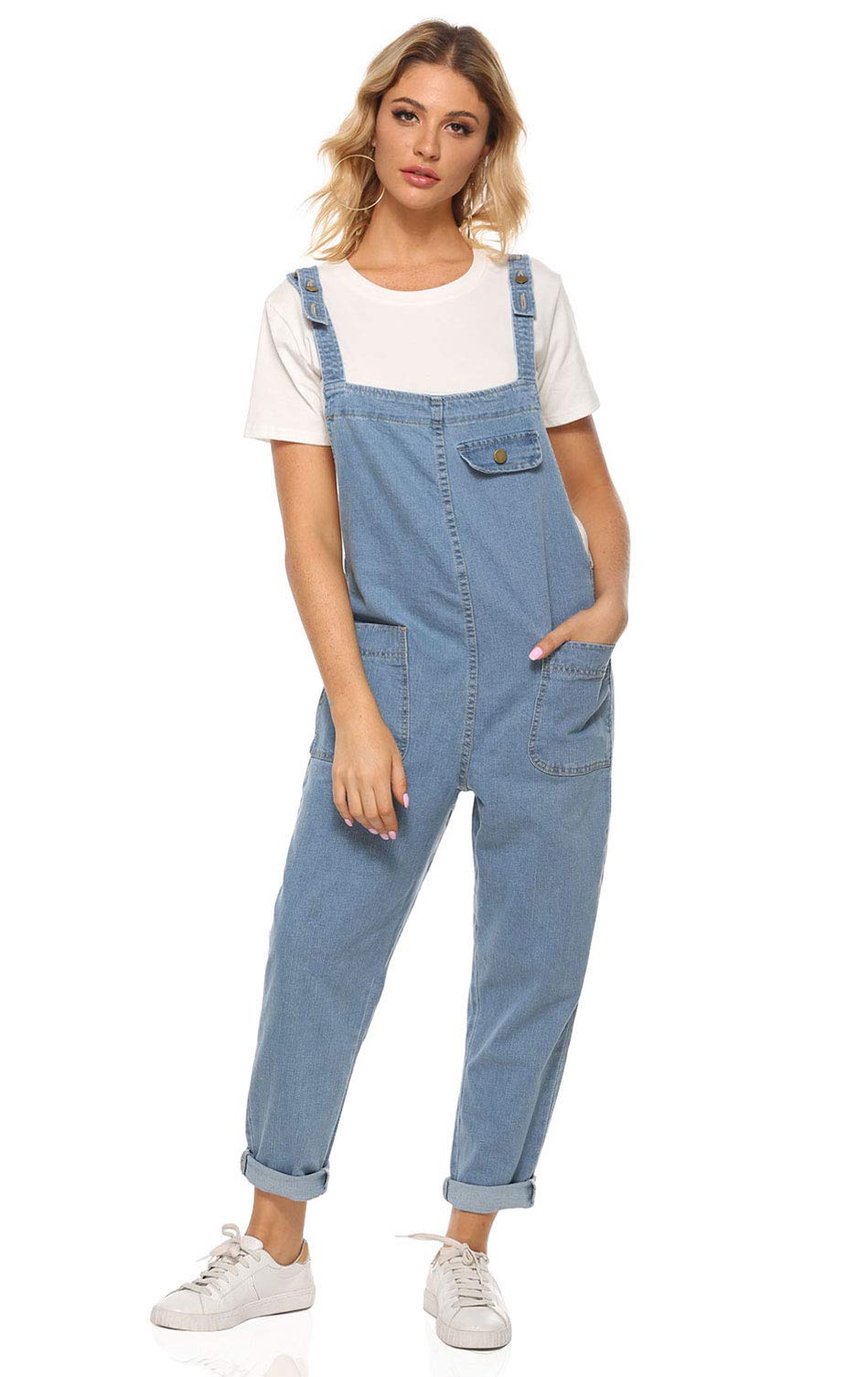 Soojun Women's Casual Baggy Denim Bib Overall