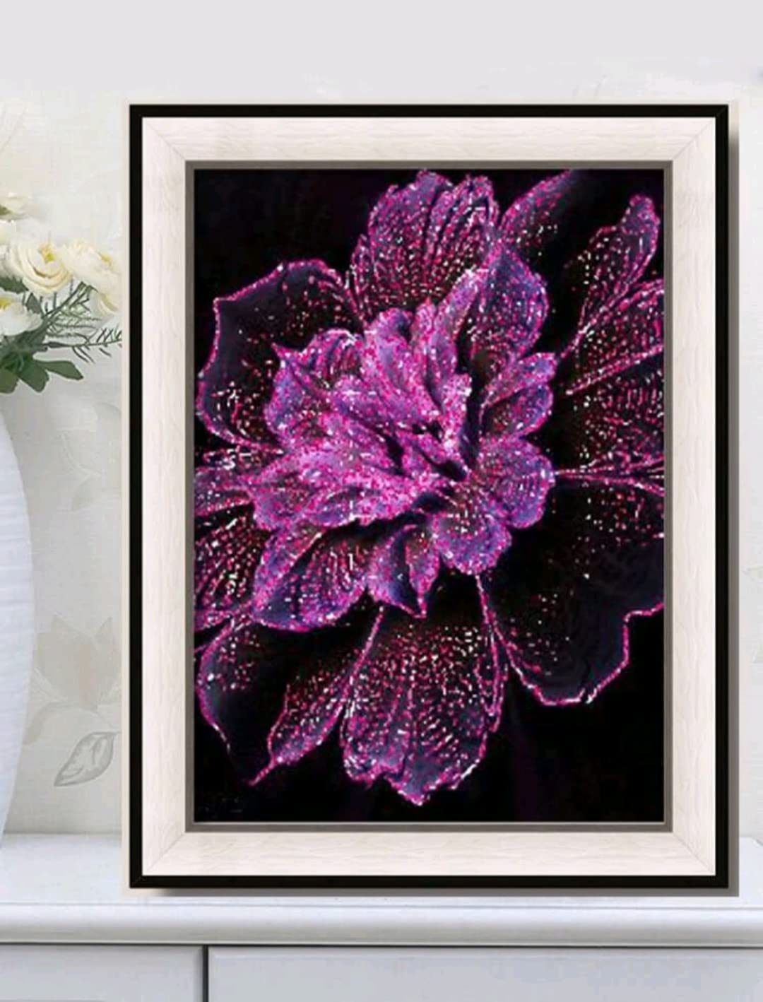 DIY Diamond Painting without frame, arts and crafts gift kit for adults and kids. Small floral print diamond art for home décor (Canvas size 20 * 30 cm).