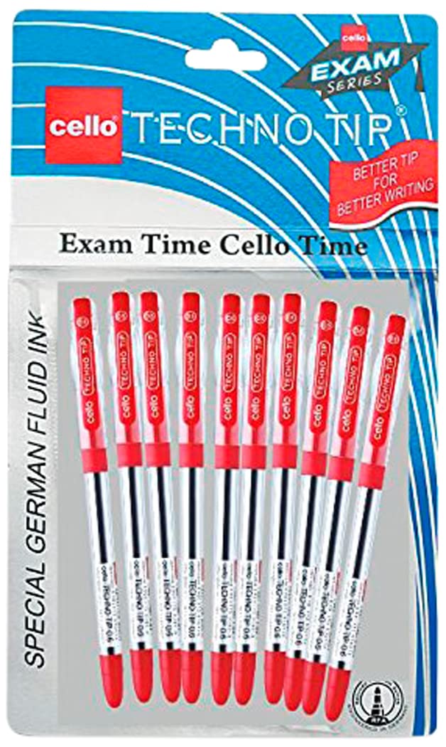 Cello Technotip Ball Pen - Pack of 10 (Red)