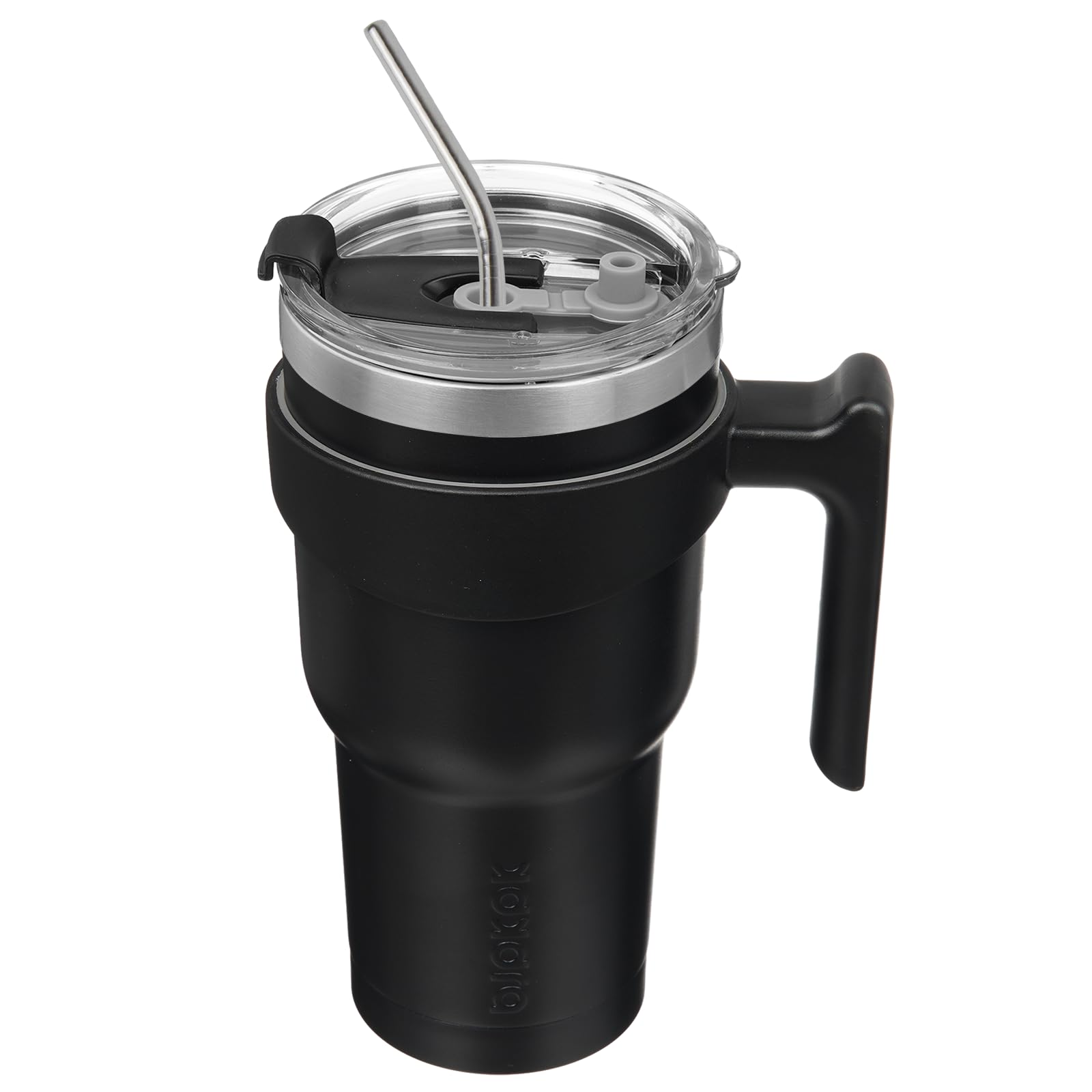 BJPKPK Tumbler With Handle 30 oz Stainless Steel Double Wall Insulated Tumbler Cups With Lid And Straw,Black