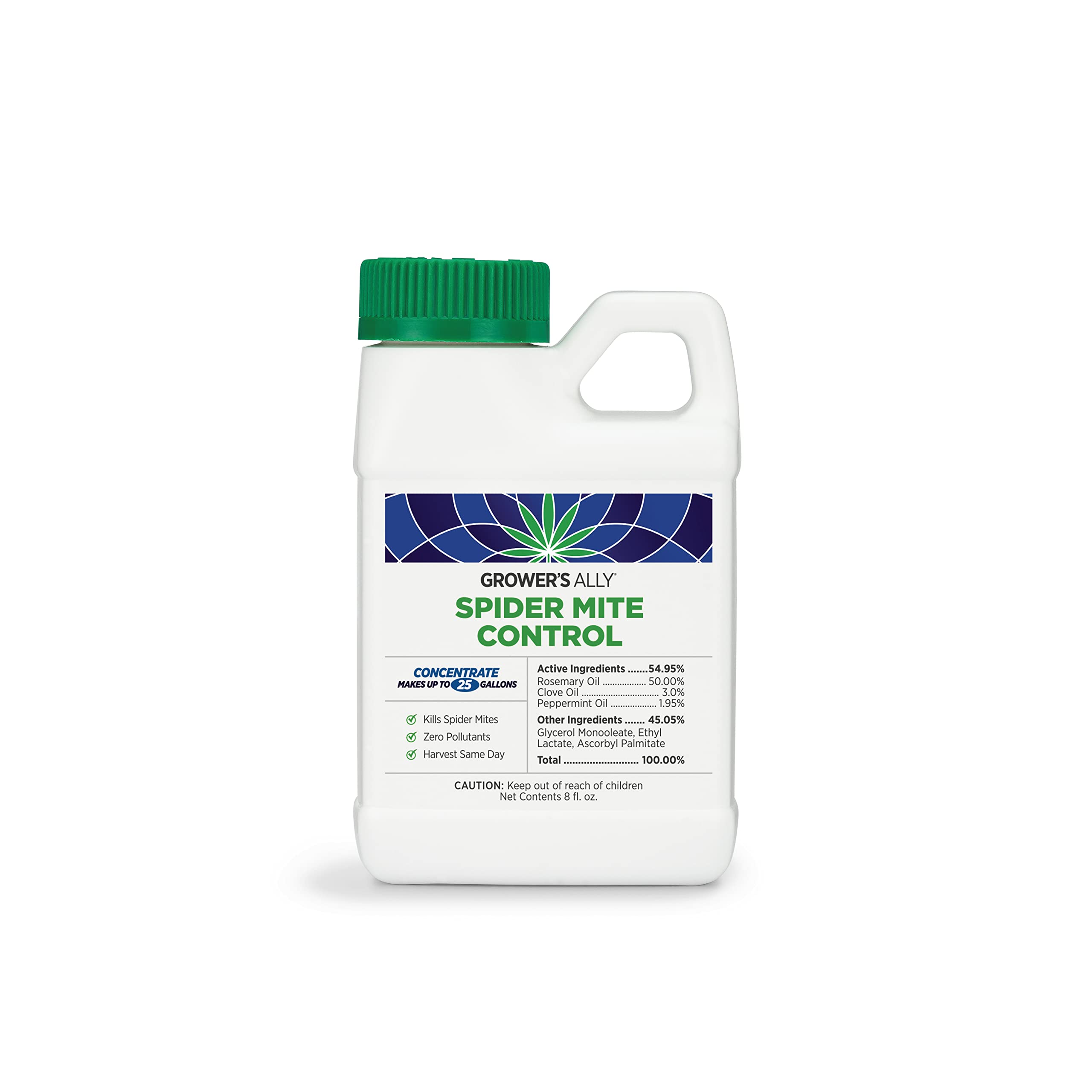 Grower's Ally Spider Mite Control | 8 oz Concentrate, Makes 25 Gallons | Insecticide and Miticide for Plants | OMRI Listed