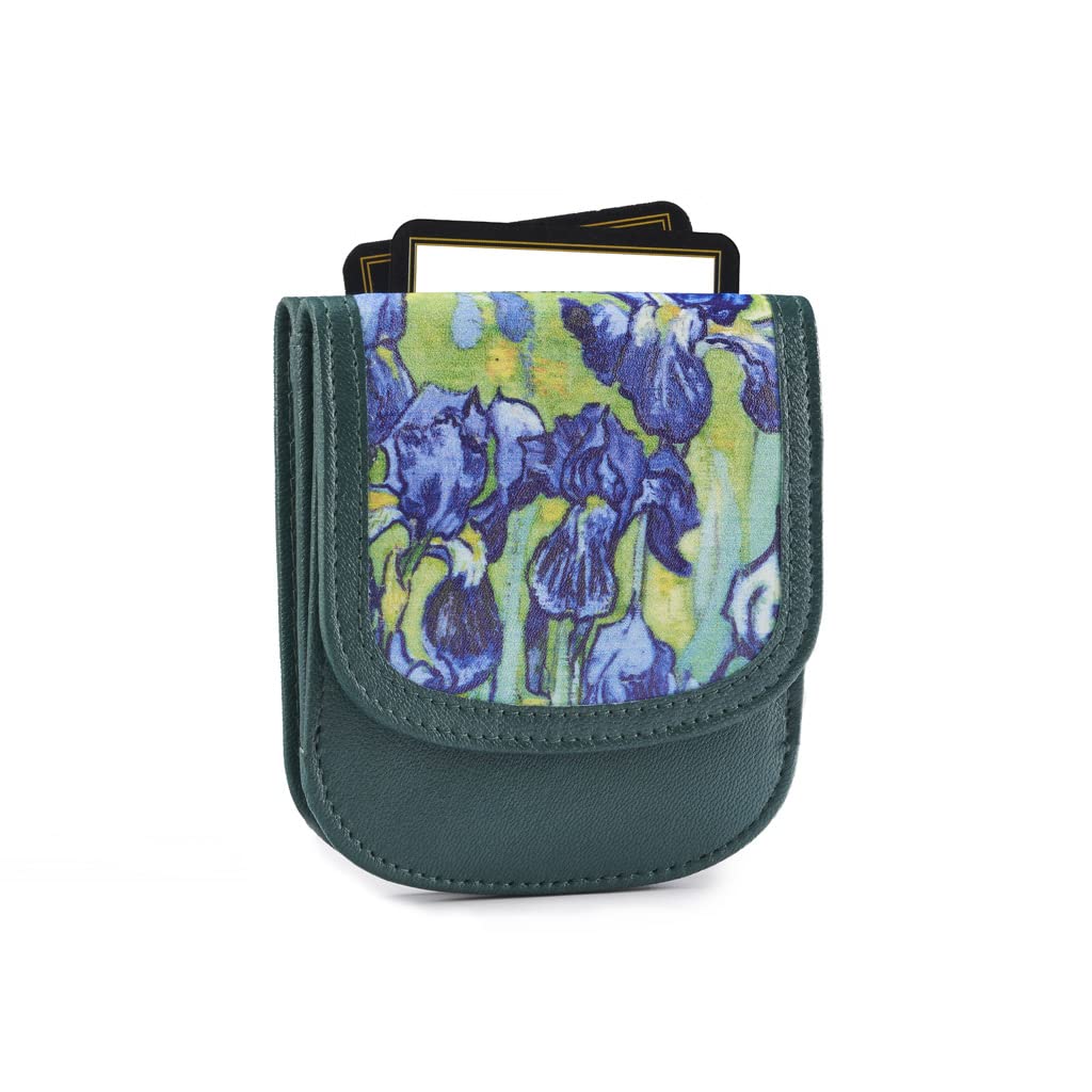 Leather, Van Gogh Irises – A Simple, Compact, Front Pocket, Folding Wallet, that holds Cards, Coins, Bills, ID – for Men & Women, Green, Wallet