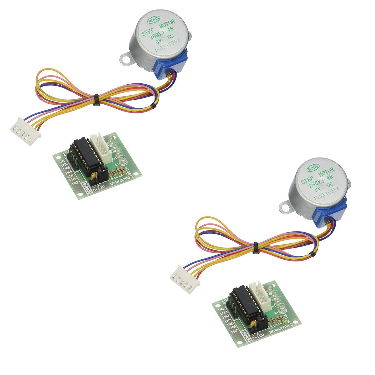 Robocraze Stepper Motor(28YBJ-48 DC 5V 4 Phase 5 Wire) + ULN2003 Driver Board compatible with Arduino (Pack of 2)