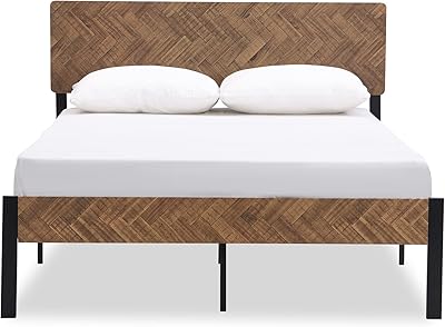 Airdown Twin Bed Frame with Wood Headboard, No Box Spring Needed, Platform Bed Frame with 12.4 inch Storage Underneath and Metal Slats Support, Easy Assembly