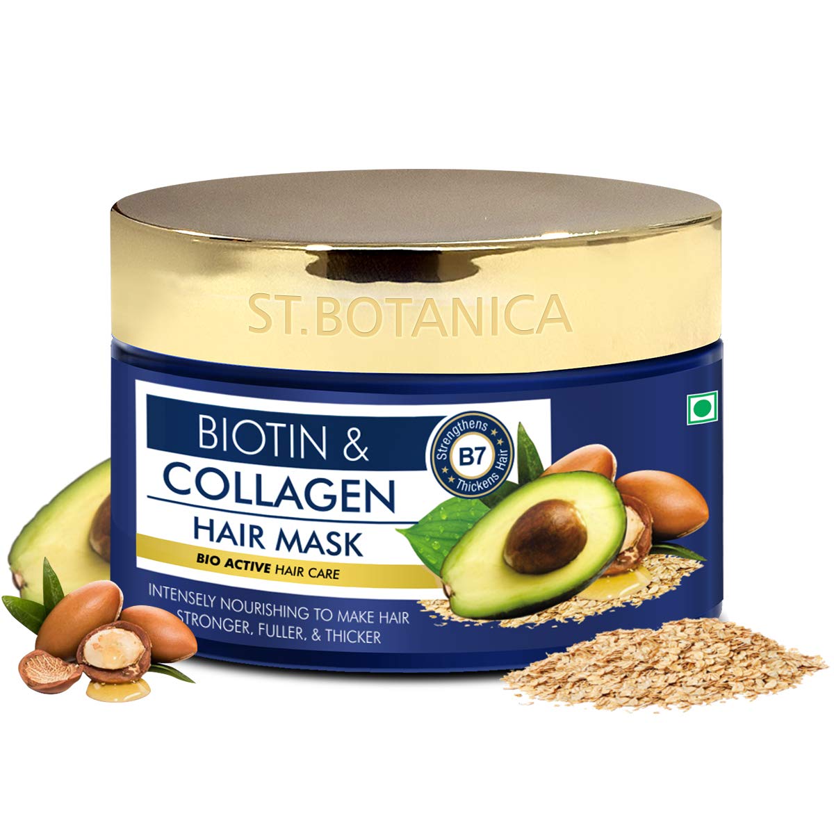 St.Botanica Biotin & Collagen Hair Mask, 200ml with Biotin & Collagen to Nourish & Give Thicker Hair