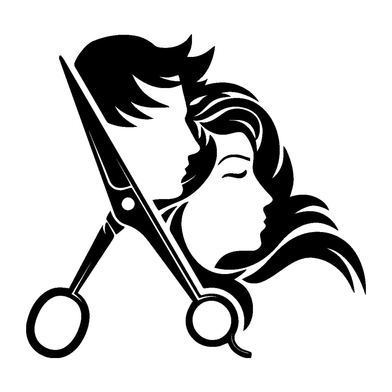 Wall Sticker-Man Woman Barber Tools-Vinyl Decal-Beauty Salon Stylist Hair-Barbershop Beauty Studio Wall Decor Decals-Custom Color Stickers-BG00-13-48d-28.5x30.4 in