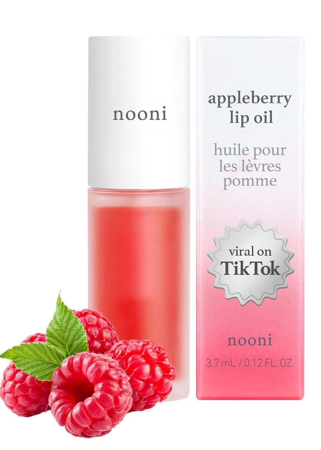 NOONIKorean Vegan Lip Oil - Appleberry | Lip Stain, Stocking Stuffers, Long-Lasting, Moisturizing, Plumping, Revitalizing for Dry Lips, Waterproof, No Peel Off, Korean Lip Tint 0.12 Fl Oz