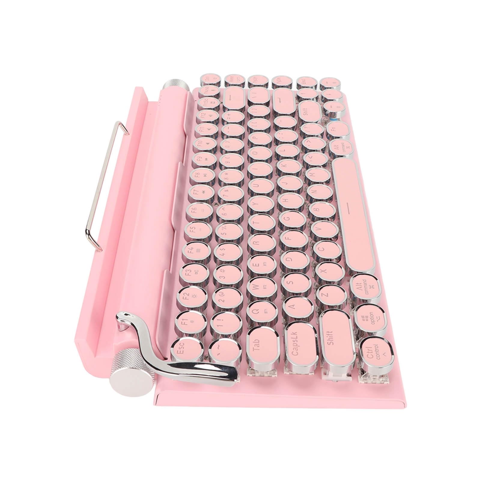 Tbest Yboardetooth Hanical KeyboardTypewriter Keyboardhanical Keyboard,Typewriter Hanical Keyboard 83 Keys e Switch Etooth 5.0 Port 3 DeviceN Master R Style Rouny Keyboard (Pink)