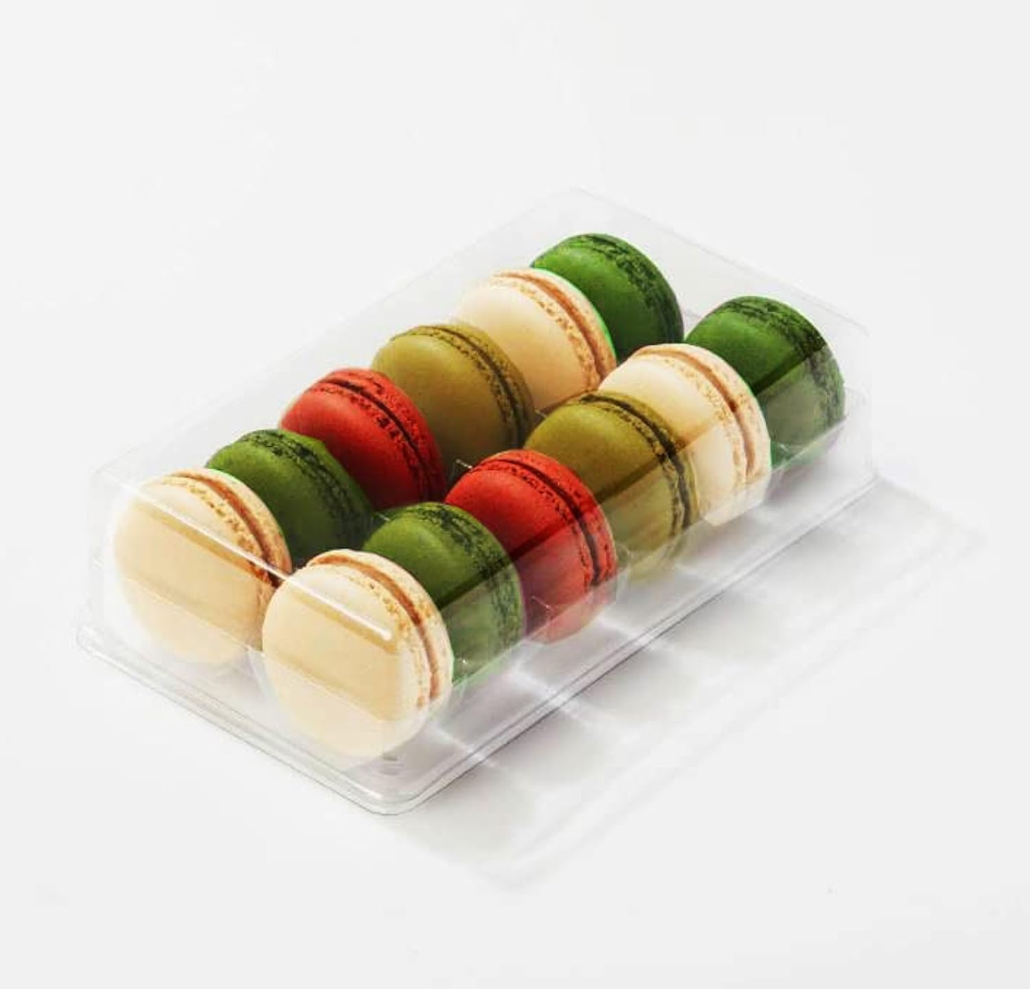 Pastry Chef's Boutique Plastic French Macarons Packaging for 12 Macarons - Pack of 10 (Clear Base)