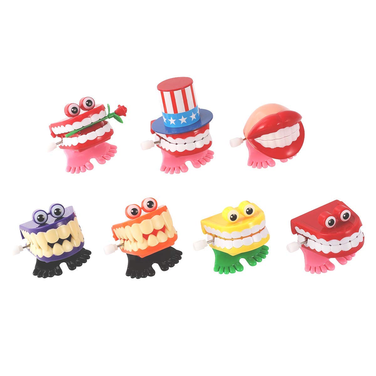 7PCS Chattering Teeth Wind Up Toy Walking Teeth, Gags Practical Joke Toys Funny Small Feet Novelty and Gag Gifts