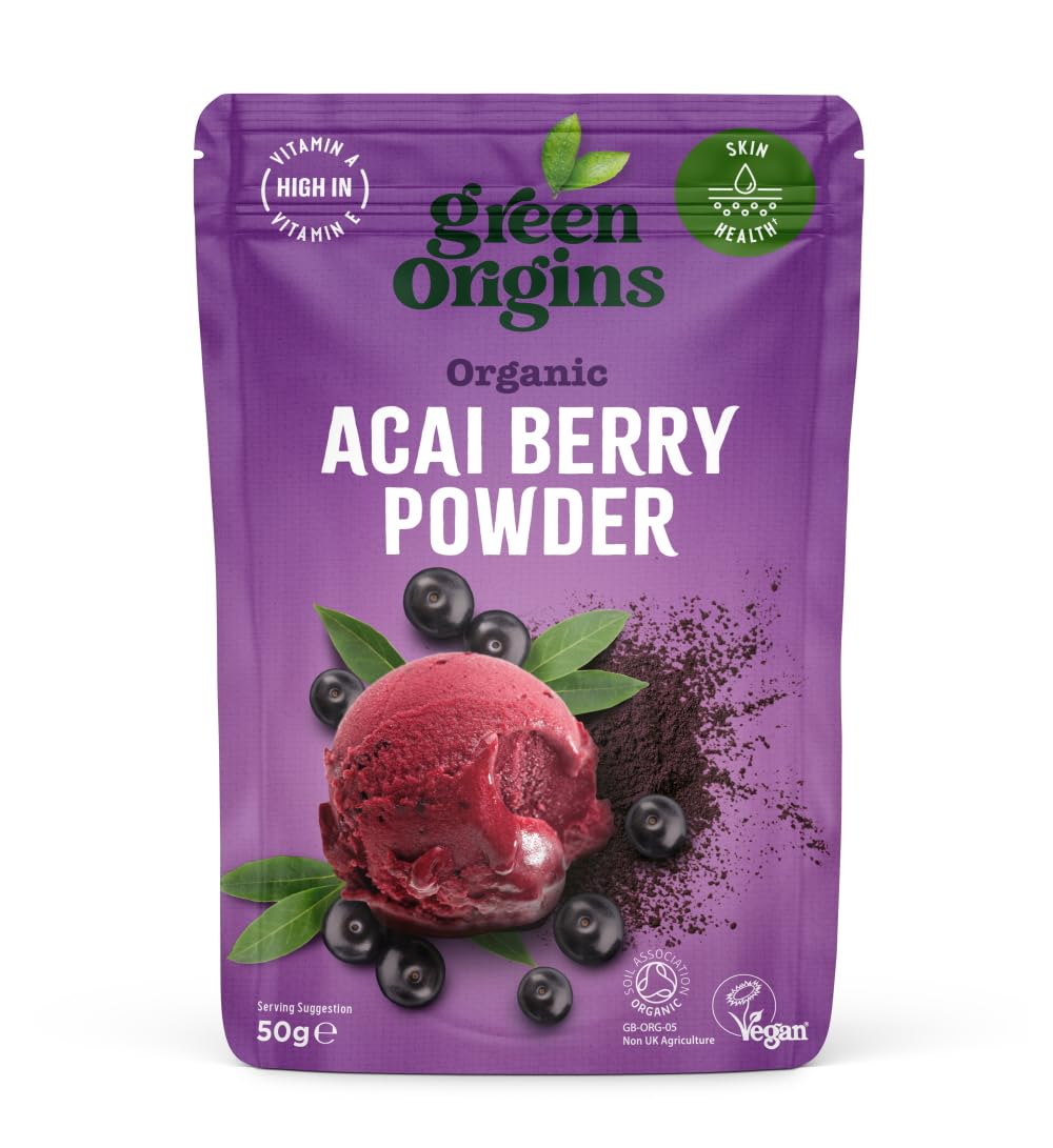 Green OriginsOrganic Acai Berry Powder, Freeze Dried, Raw 50g