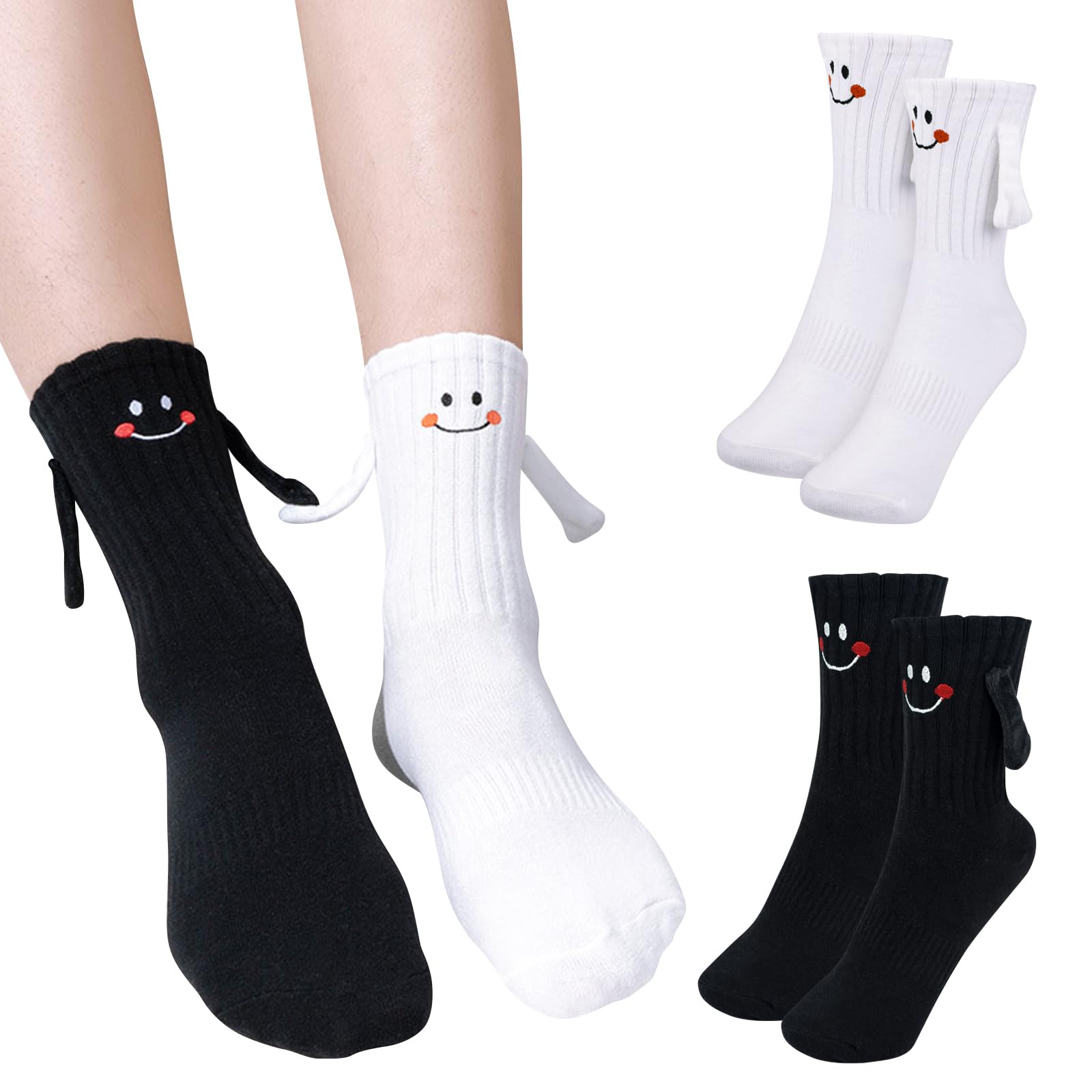 Leikedun2 Pair Hand Holding Socks Adult Magnetic Socks Hand in Hand Socks Novelty Funny Socks