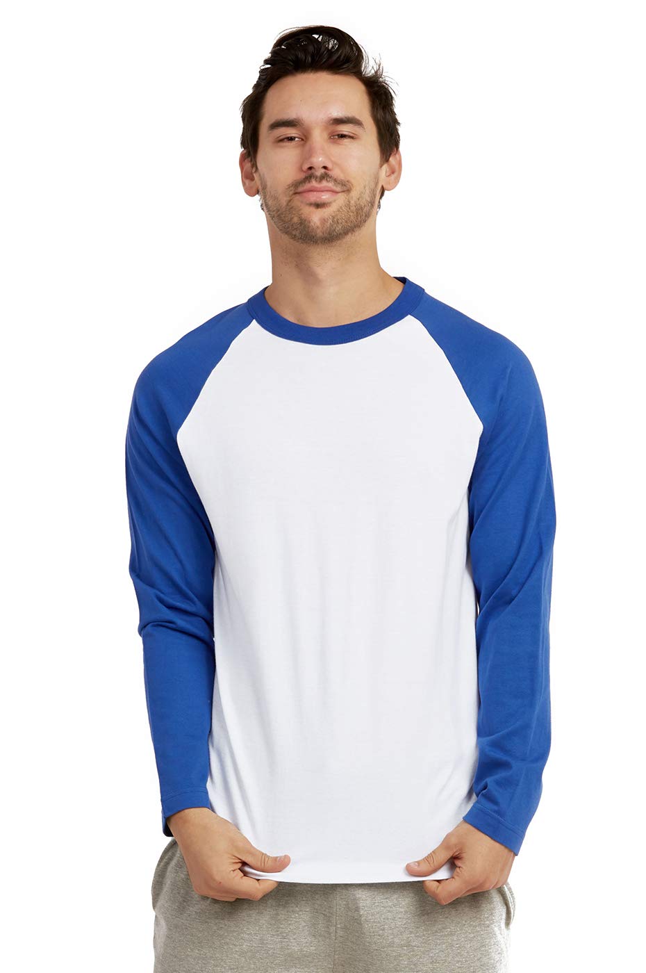 Men's Full Length Sleeve Raglan Cotton Baseball Tee Shirt