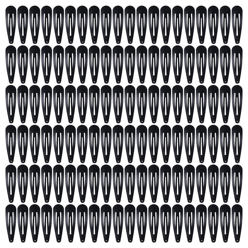 CHANDERKASH Pack of 24, Solid Plain Black 5cm/2" Craft DIY Naked Snap Metal Hair Clips