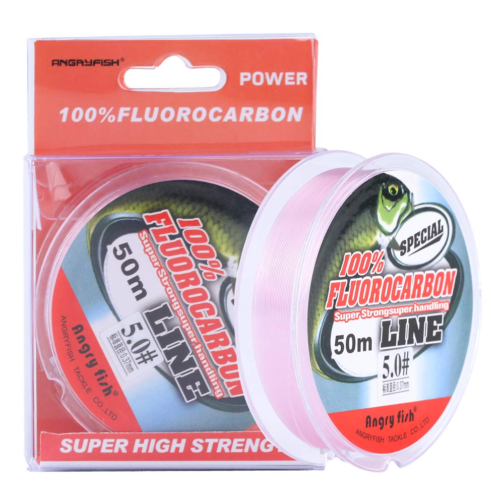 ANGRYFISH 100% Fluorocarbon Fishing Line and Fluorocarbon Leader-Invisible Underwater-Faster Sinking- Ultralow Stretch(2-30LB)