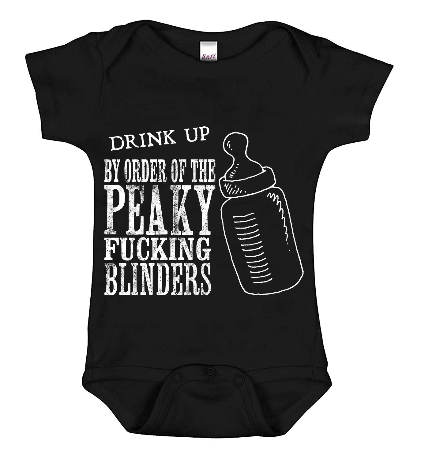 Acen Merchandise Drink up by Order of The Peaky Blinders! - Baby Short Sleeve Bodysuit Romper White 100% Cotton (0-24 Months) (18-24 Months)