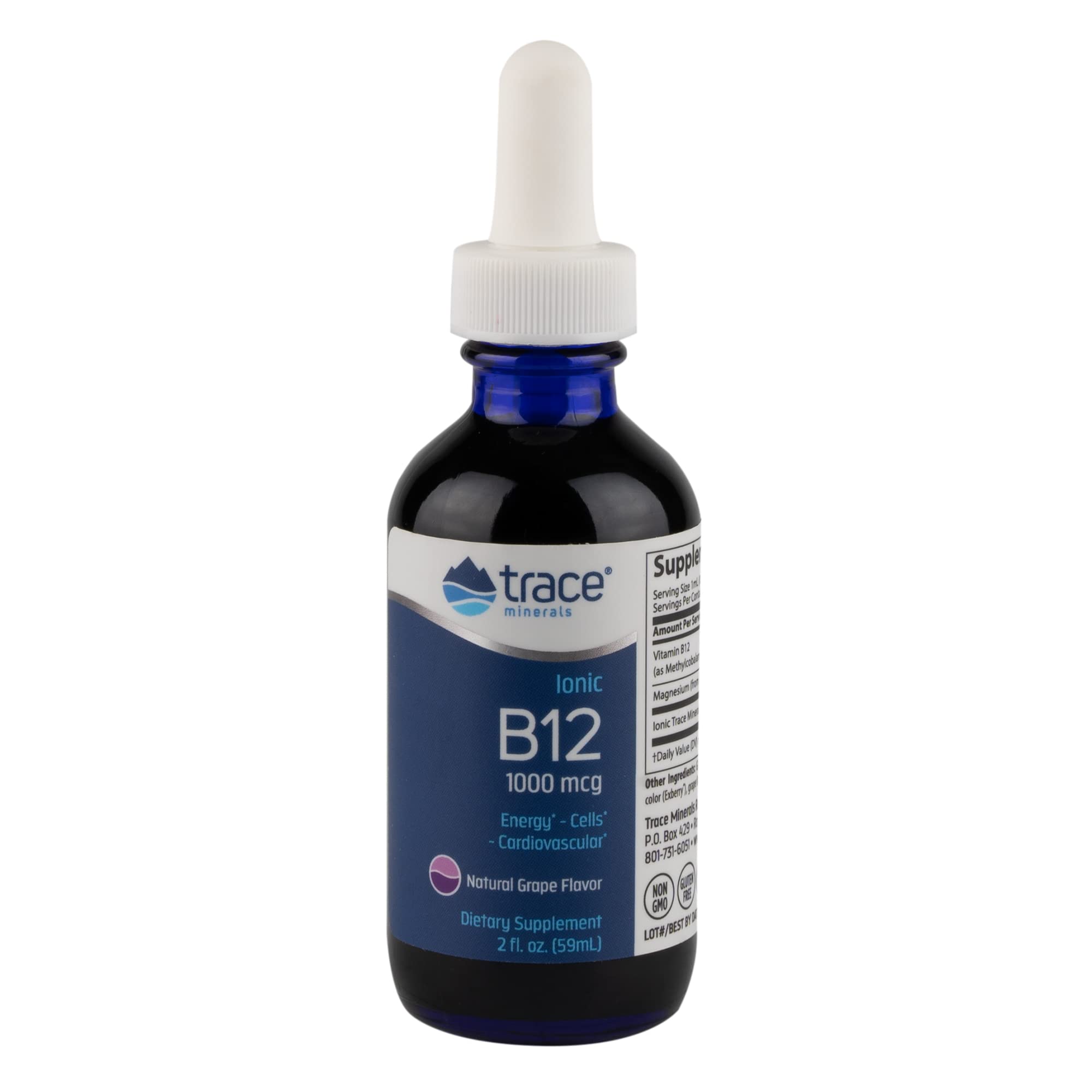 Trace Minerals | Liquid Ionic Vitamin B12 1000 mcg | Dietary Supplement Powerd by Concentrace Full Spectrum Ionic Minerals | 2 fl oz, 59 Servings