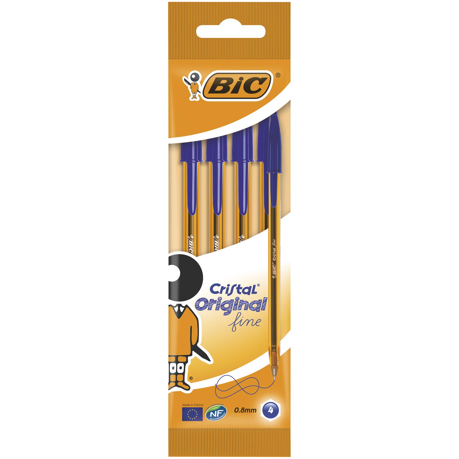 BIC Cristal Original Fine Ballpoint Pens Blue (Pack of 4)