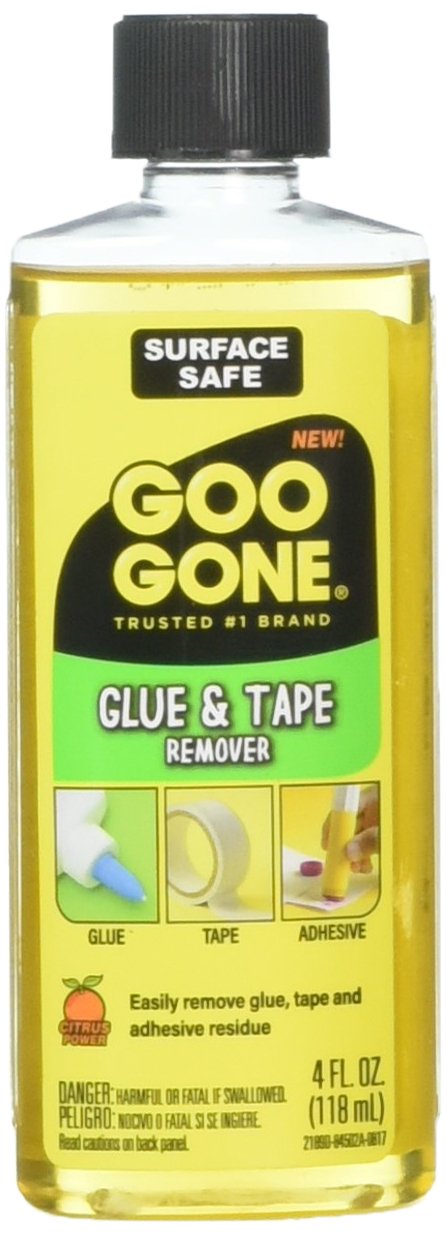 Goo Gone Glue & Tape Adhesive Remover - 4 Ounce Removes Adhesives Stickers Crayon Gum Window Decals Glitter Labels and More